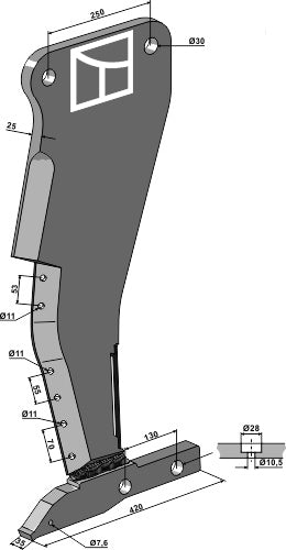Tind med fot - venstre
