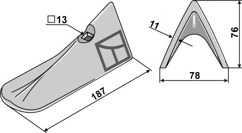 Kultivatorskjær 187 mm