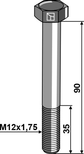 Maskinskrue M12 - DIN931 - 12.9