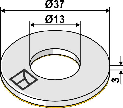 Spjeldskive Ø37x3xØ13 DIN 9021 A13 (Polyamid) selvklebende