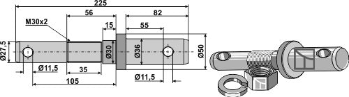 Toppstag- og trekkstengebolter