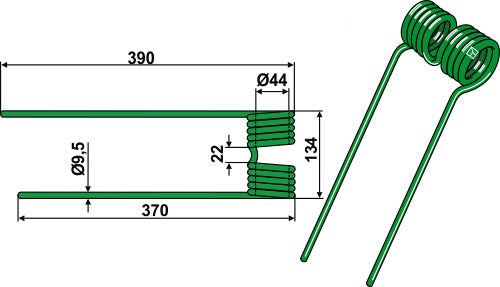 Høyvender Ø9,5 - høyre