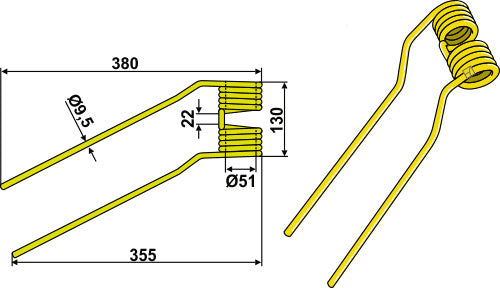 Høyvender Ø9,5 - venstre