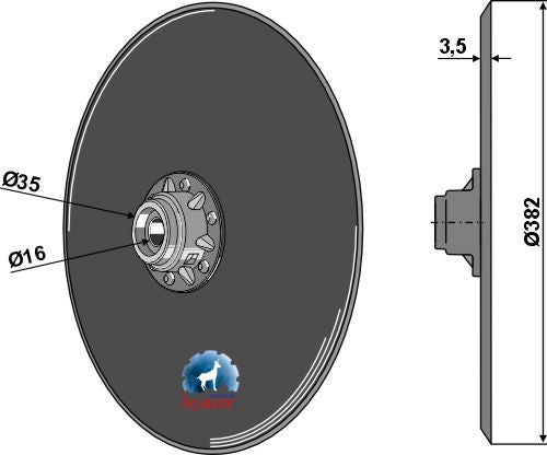 Såmaskinskive Ø382x3,5 - kompl.