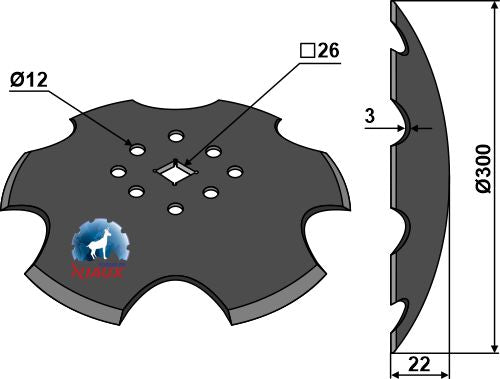 Hakket skive Ø300x3