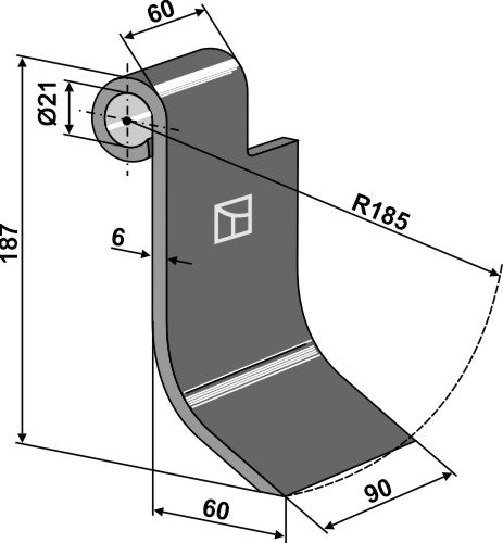 Slagklipp 187x90mm, høyre