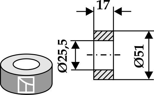 Bøssing 17xØ25,5xØ51