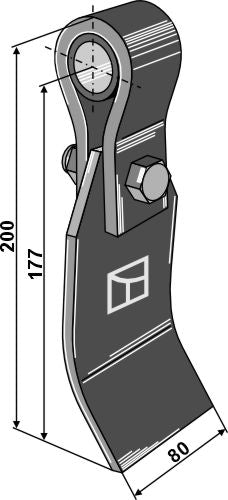 Slagblad montert med holder, hylse og blad