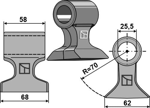 Beskjæringshammer 68x58mm