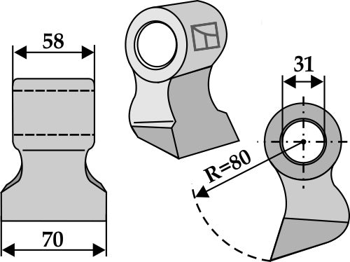 Beskjæringshammer 70x58mm