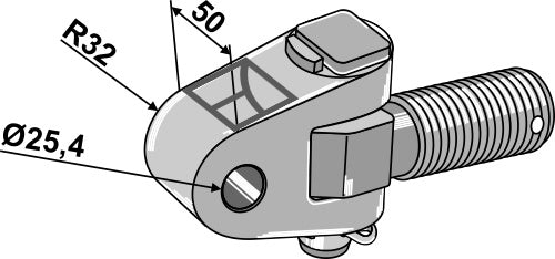 Svingbar trekkstang tracteur-side - M36x3