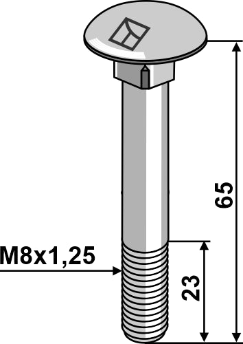 Bolt M8x1,25x65 galvanisert med mutter