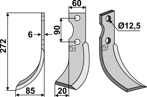 Blad 272x60mm, venstre
