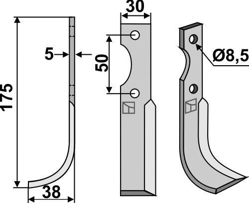 Blad 175x30mm, venstre
