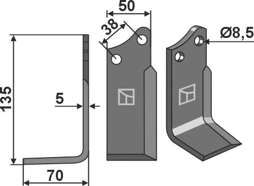 Blad 135x50mm, venstre