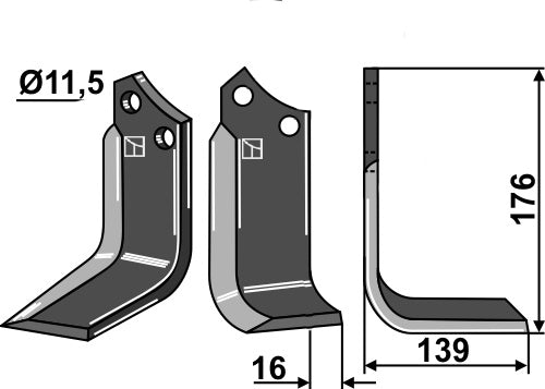 Blad 176x75mm, høyre