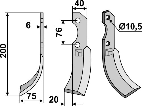 Blad 200x40mm, venstre