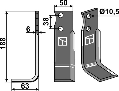 Blad 188x50mm, venstre