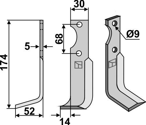 Blad 174x30mm, venstre