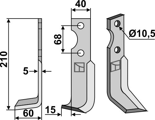 Blad 210x40mm, venstre