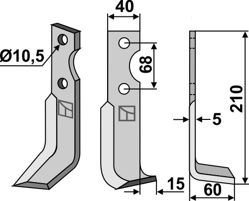 Blad 210x40mm, høyre