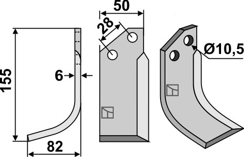 Blad 155x50mm, venstre