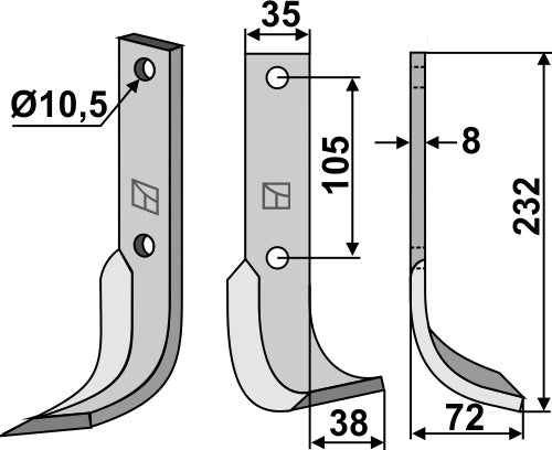 Blad 232x35mm, høyre