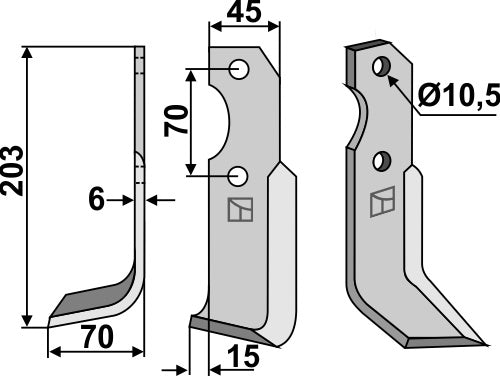 Blad 203x45mm, venstre