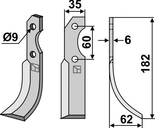 Blad 182x35mm, høyre