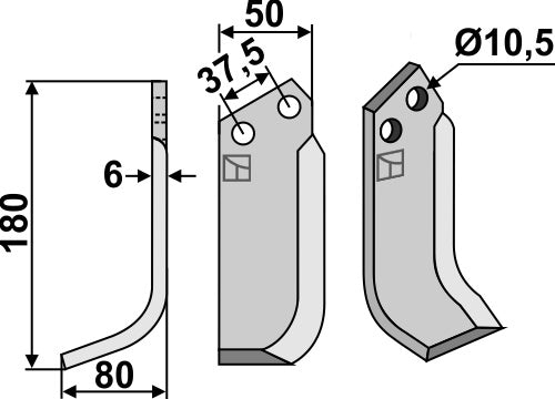 Blad 180x50mm, venstre