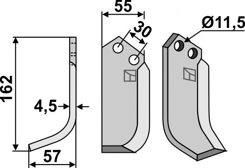 Blad 162x55mm, venstre
