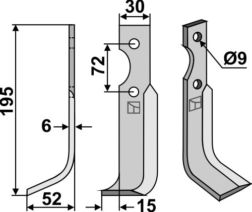 Blad 195x30mm, venstre