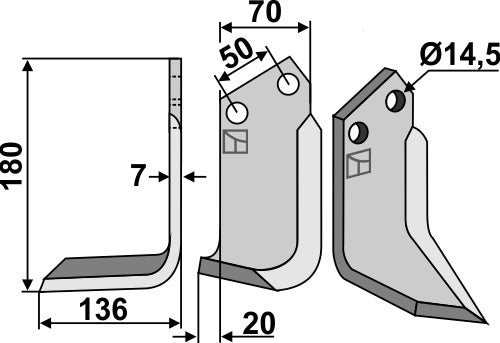 Blad 180x70mm, venstre