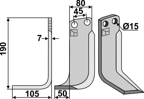 Blad 190x80mm, venstre