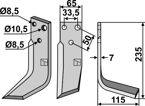 Blad 235x65mm, høyre