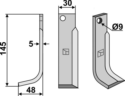 Blad 145x30mm, venstre