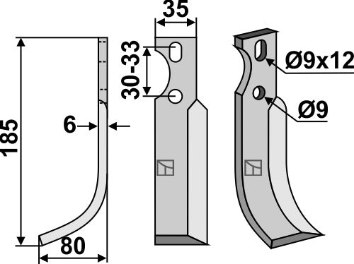 Blad 185x35mm, venstre