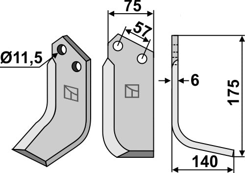 Blad 175x75mm, høyre