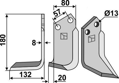 Blad 180x80mm, venstre