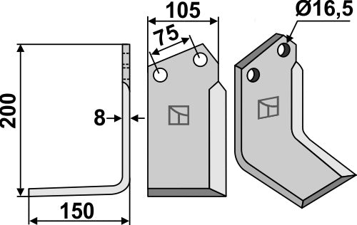 Blad 200x105mm, venstre