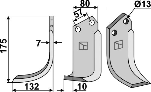 Blad 175x80mm, venstre