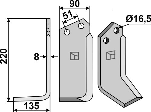 Blad 220x90mm, venstre