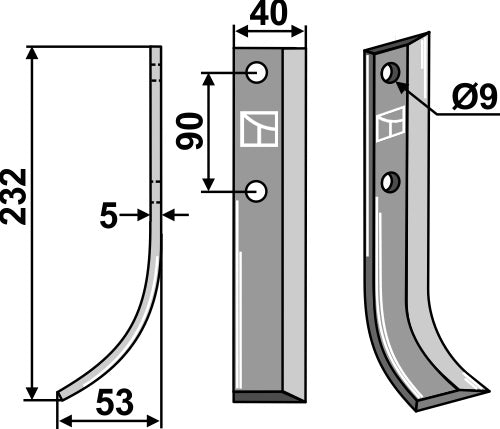 Blad 232x40mm, venstre