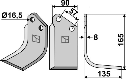 Blad 165x90mm, høyre