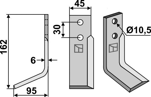 Blad 162x45mm, venstre