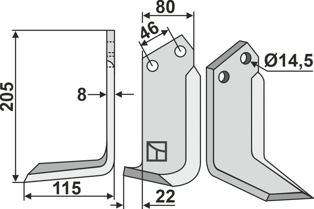 Blad 205x80mm, venstre