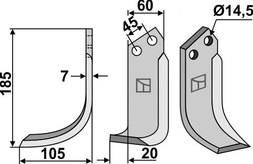 Blad 185x60mm, venstre
