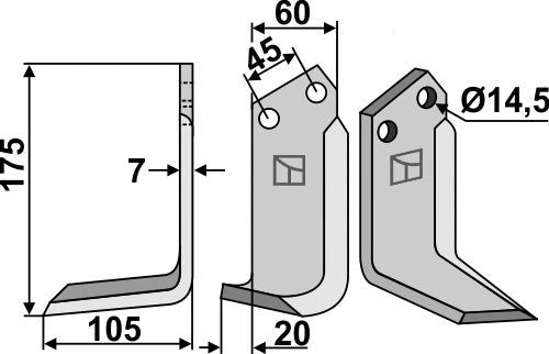 Blad 175x60mm, venstre