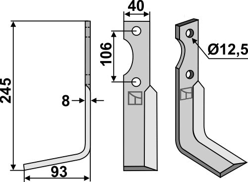 Blad 245x40mm, venstre