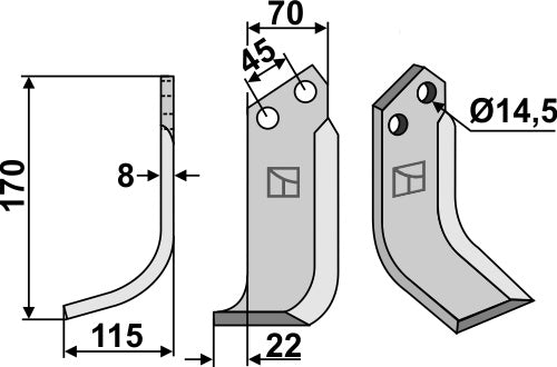 Blad 170x70mm, venstre